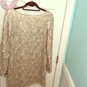 NWT! Gold sequin backless party dress